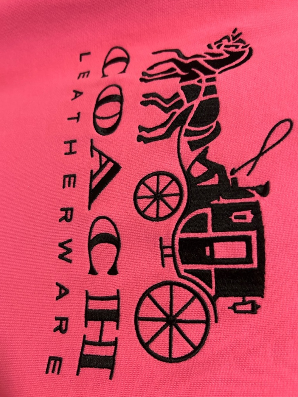 Coach Pink Hoodie with Black Carriage Logo - Women's Sweater - Picture 5 of 9